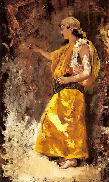 Standing Arab Woman Oil Painting by Edwin Lord Weeks