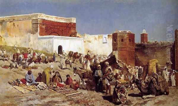 Moroccan Market Oil Painting by Edwin Lord Weeks