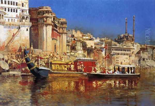 The Barge Of The Maharaja Of Benares Oil Painting by Edwin Lord Weeks