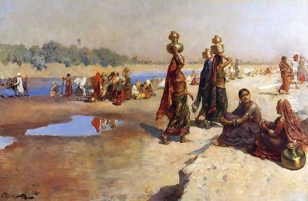 Water Carriers Of The Ganges Oil Painting by Edwin Lord Weeks