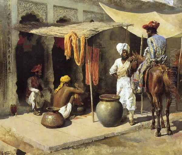 Outside An Indian Dye House Oil Painting by Edwin Lord Weeks