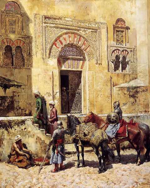 Entering The Mosque Oil Painting by Edwin Lord Weeks