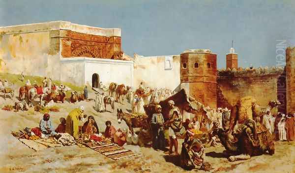 Open Market Morocco Oil Painting by Edwin Lord Weeks