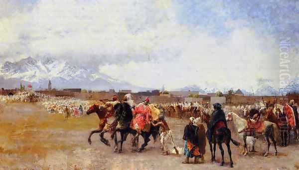 Powder Play City Of Morocco Outside The Walls Oil Painting by Edwin Lord Weeks