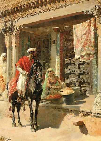 Street Vendor, Ahmedabad Oil Painting by Edwin Lord Weeks