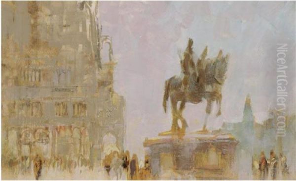 Equestrian Statue Oil Painting by William Walcot