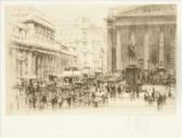 Threadneedlestreet With The Bank Of England Oil Painting by William Walcot