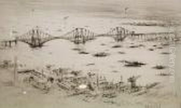 The Forth Bridge Oil Painting by William Walcot