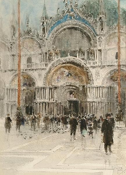 View Across St Mark's Square, Venice Oil Painting by William Walcot