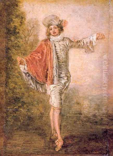 The Indifferent Man 1717 Oil Painting by Jean-Antoine Watteau