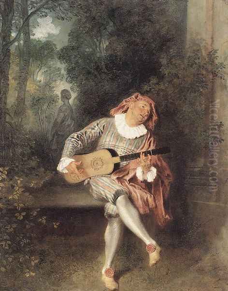 Mezzetin 1717-19 Oil Painting by Jean-Antoine Watteau