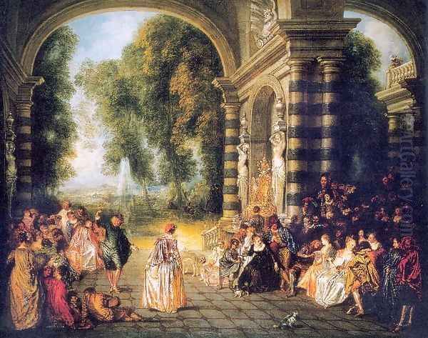 The Pleasures of the Ball 1717 Oil Painting by Jean-Antoine Watteau