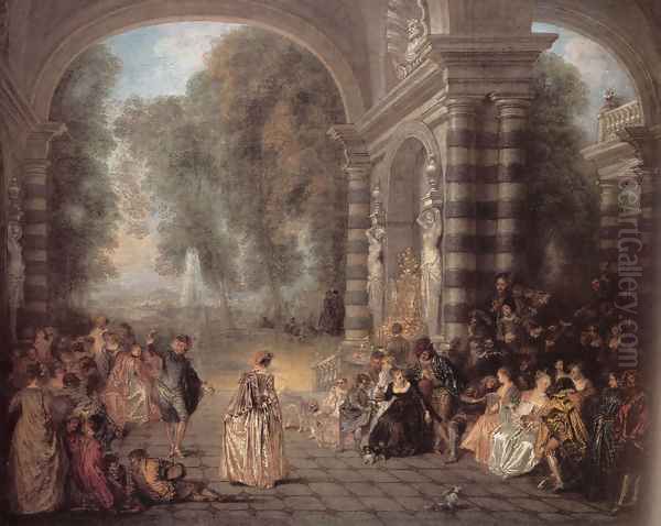 Les Plaisirs du bal (Pleasures of the Ball) Oil Painting by Jean-Antoine Watteau