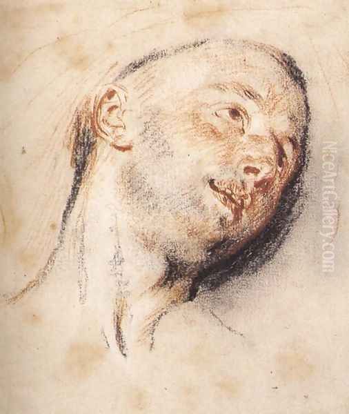 Head of a Man Oil Painting by Jean-Antoine Watteau