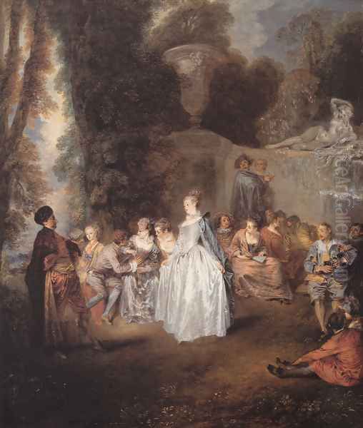 Les Fêtes vénitiennes (The Venitian Festival) Oil Painting by Jean-Antoine Watteau