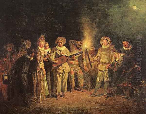 The Italian Comedy 1714 Oil Painting by Jean-Antoine Watteau