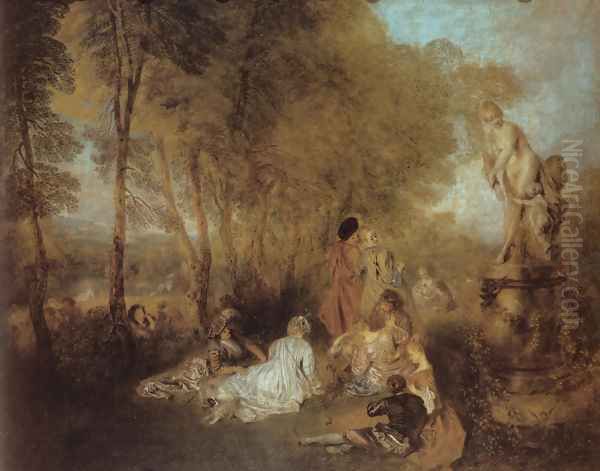 La Fête d'amour (The Festival of Love) Oil Painting by Jean-Antoine Watteau