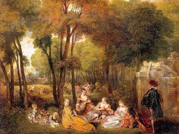 The Champs-Elysees 1719 Oil Painting by Jean-Antoine Watteau