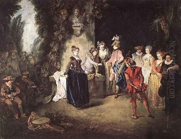 The French Comedy 1714 Oil Painting by Jean-Antoine Watteau