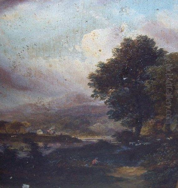 River Landscape With Figure Oil Painting by Richard Westall