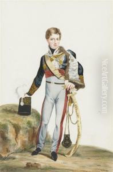 Young Man In Officer's Uniform And Saber Oil Painting by Richard Westall