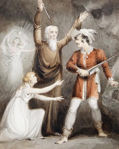 A Pair Of Illustrations From Shakespeare'sothello Oil Painting by Richard Westall