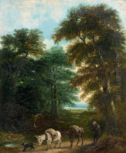 A Traveller On A Wooded Path Oil Painting by Richard Westall