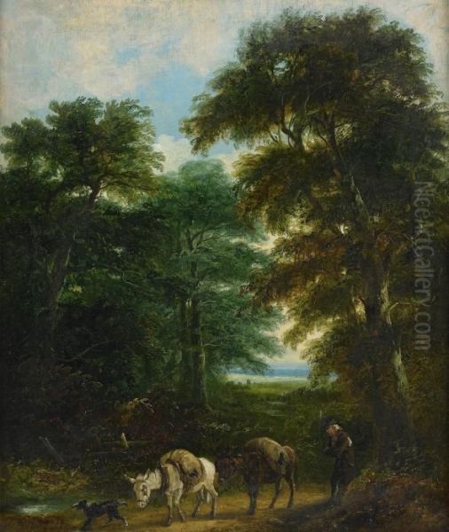 Landskap Med Vandrande Sallskap Oil Painting by Richard Westall