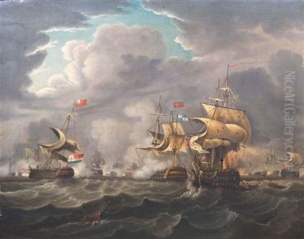 The Battle Ofcamperdown Oil Painting by Richard Westall