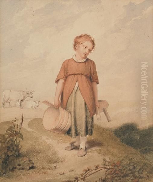 A Milkmaid. Oil Painting by Richard Westall