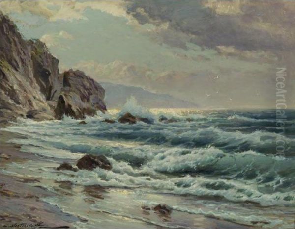 At The Shore Oil Painting by Constantin Alexandr. Westchiloff