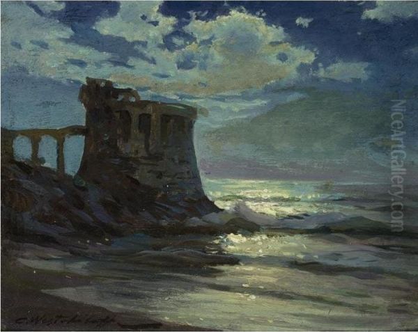 Ruins, Moonlight Oil Painting by Constantin Alexandr. Westchiloff