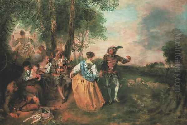 Shepherds Oil Painting by Jean-Antoine Watteau