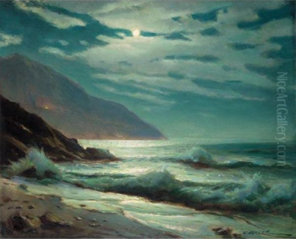 Moonlit Coast Oil Painting by Constantin Alexandr. Westchiloff