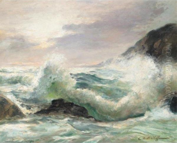 Waves Breaking On The Rocks Oil Painting by Constantin Alexandr. Westchiloff