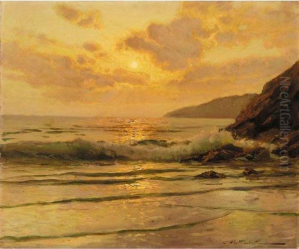 Sunset Over The Ocean Oil Painting by Constantin Alexandr. Westchiloff