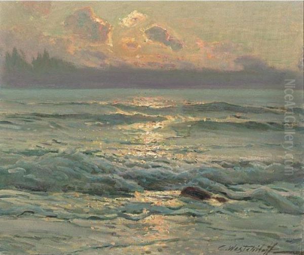 Sunlight Breaking The Waves Oil Painting by Constantin Alexandr. Westchiloff