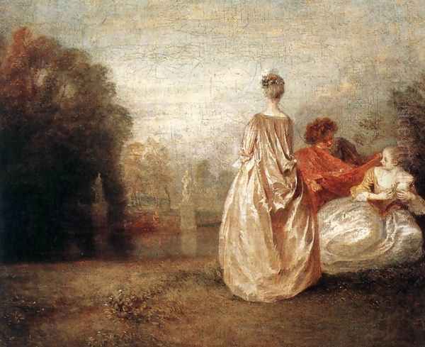 Two Cousins c. 1716 Oil Painting by Jean-Antoine Watteau