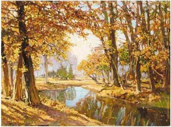 Golden Autumn Oil Painting by Constantin Alexandr. Westchiloff