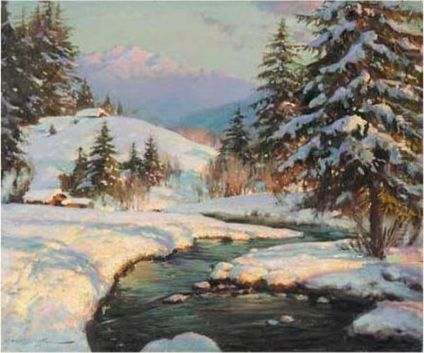 Winter Sun In The Mountains Oil Painting by Constantin Alexandr. Westchiloff