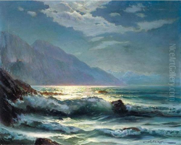 Crimean Coastal Scene Oil Painting by Constantin Alexandr. Westchiloff