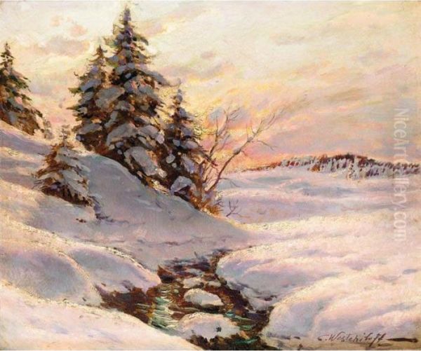 Winter Sun Oil Painting by Constantin Alexandr. Westchiloff