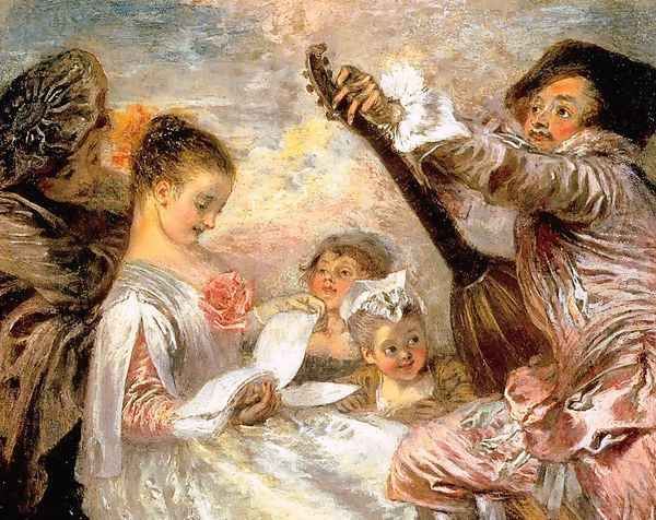 The Music Lesson 1719 Oil Painting by Jean-Antoine Watteau