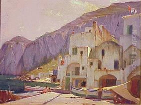 Coastal Village, Capri Oil Painting by Constantin Alexandr. Westchiloff