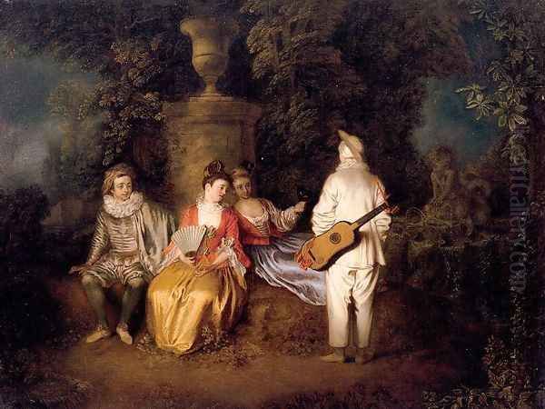 Party of Four 1713 Oil Painting by Jean-Antoine Watteau