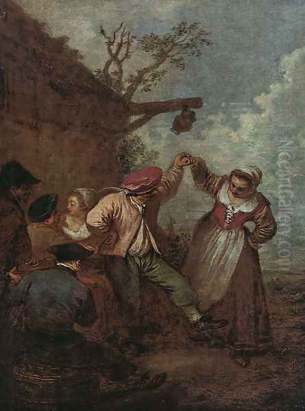 Peasant Dance Oil Painting by Jean-Antoine Watteau