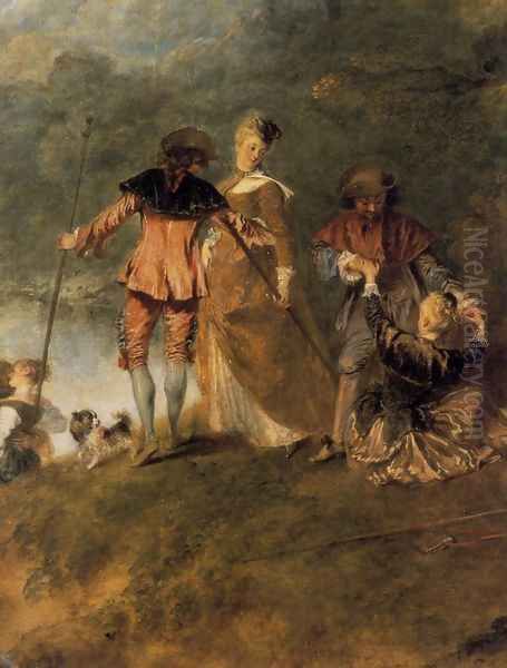 The Embarkation for Cythera (detail) 1717 Oil Painting by Jean-Antoine Watteau