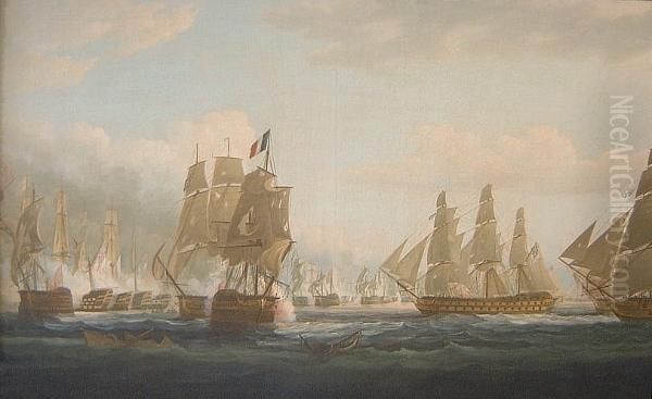 Howes Action, May 28th 1794 Oil Painting by Thomas Whitcombe