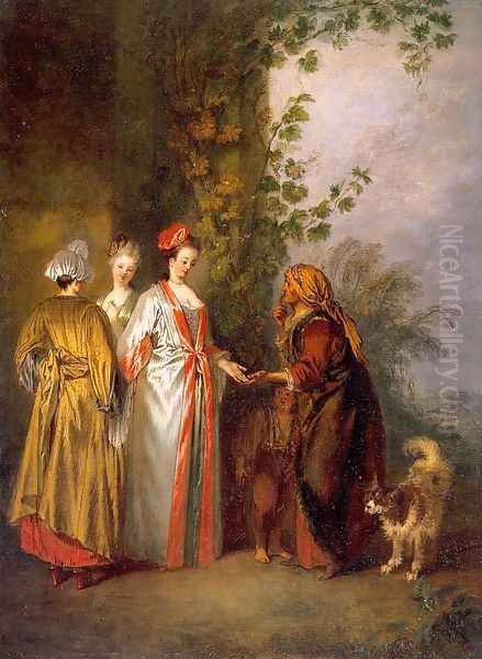 The Fortune Tellers 1710 Oil Painting by Jean-Antoine Watteau