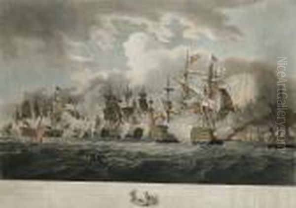 Representation Of The Memorable Battle Of Trafalgar Oil Painting by Thomas Whitcombe